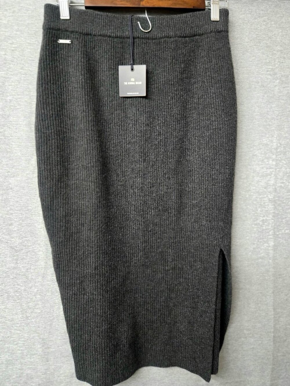 NWT The Normal Brand Collins Knit Midi Skirt Gray Gorpcore Granolacore